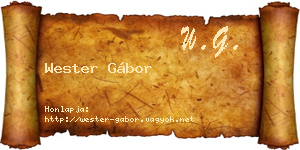 Wester Gábor névjegykártya